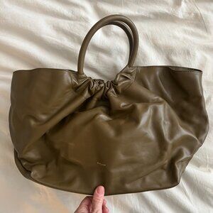 Demellier The Midi Los Angeles Cross Body Bag Tote Olive Deep Taupe Smooth Large